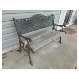 Iron & wood garden patio park bench, 50" wide