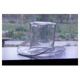Nice large glass top hat w/ bubbles, 9.5" brim