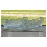 Pair of Fenton Daisy & Button glass canoe candle