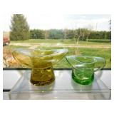 Large yellow crackle glass top hat w/ bubbles &