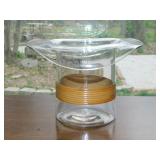 Large Blenko ? glass top hat w/ split cane