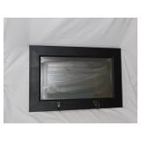 Framed mirror w/ hooks, 17.5" x 11.5"