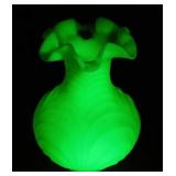 Lovely Fenton Uranium satin custard Drapery vase,