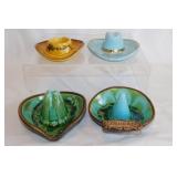 4 souvenir Sombrero & Cowboy hat ashtrays