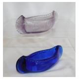 Cobalt & amethyst glass canoes