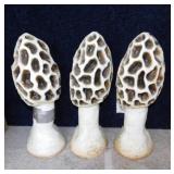 3 concrete patio garden yard art morel mushroom