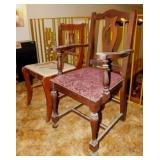 2 vintage walnut dining chairs