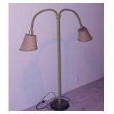 Vintage metal double gooseneck floor lamp w/
