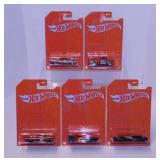 Set of five 2021 Hot Wheels Orange & Blue