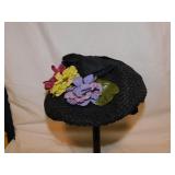 5 ladies black mourning hats - Brown hat