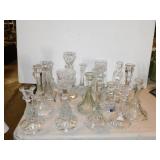 17 glass candlesticks: Some crystal & one