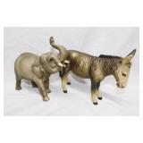 Breyer Donkey and Elephant, 8" long,