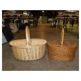 2 wicker picnic baskets w/ Simplicity patterns -