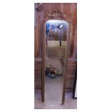 2 narrow mirrors and antique picture frame,