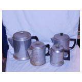 4 vintage Comet aluminum coffee percolators,