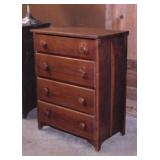 Vintage walnut 4 drawer chest, 26.5" x 15" x 34"