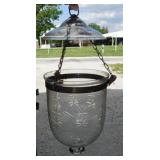 Antique Victorian bell jar glass lantern w/