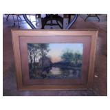 Vintage garden landscape print - 2 framed prints,