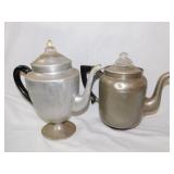2 vintage aluminum percolator tea / coffee pots