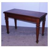 Walnut piano bench w/ seat storage & brass caps
