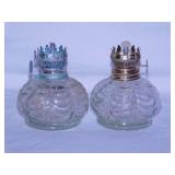 Vintage glass kerosene oil lamp bases - Antique