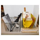 Metal storage basket w/ curling iron - Lighted