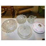 Vintage crystal glass candy dishes w/ lids, 6"