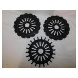 3 tractor planter plates, largest is 8" diameter