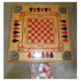 Vintage Carrom wood game board, double sided