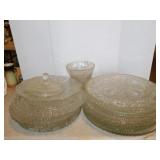 Crystal vase - 15 glass serving platters, largest