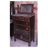Ant5ique 7 drawer highboy dresser w/ mirror, 32"