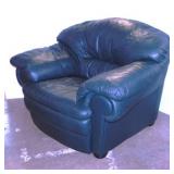 Nice large pleather hunter green chair marked