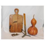 Handpainted gourd vessel, 13" tall - Vintage