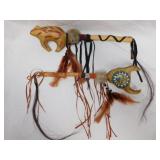 2 Native American rattles made of rawhide: