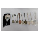 Small silverplate mirror - Souvenir spoons: