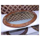 Antique oval beveled glass mirror, 18" x 26"
