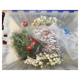 Storage tote full of Christmas beaded garland