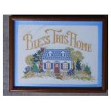 2 kitschy cross stitch wall art pieces: Bless
