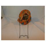 Vintage cloth hanging clothespin holder w/ wooden