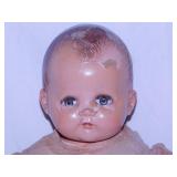 Five antique baby dolls, largest 26" tall
