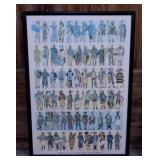 History of Military Uniforms framed print, 27" x