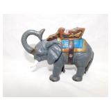 Cast iron elephant mechanical bank, 7" x 5" tall