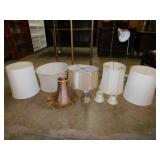 6 lampshades of various sizes, widest is 18"