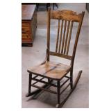 Primitive oak sewing rocker rocking chair