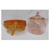Vintage Carnival glass bowl - Old Colony pink