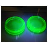 2 vintage Uranium glass furniture coasters