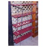 Retro look red metal & chrome shelving unit,