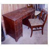 Double pedestal desk w/ lyre back chair, 42" x