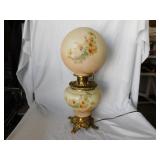 Victorian style banquet lamp w/ milk glass globe