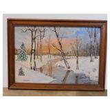 1941 original Winter landscape painting on board